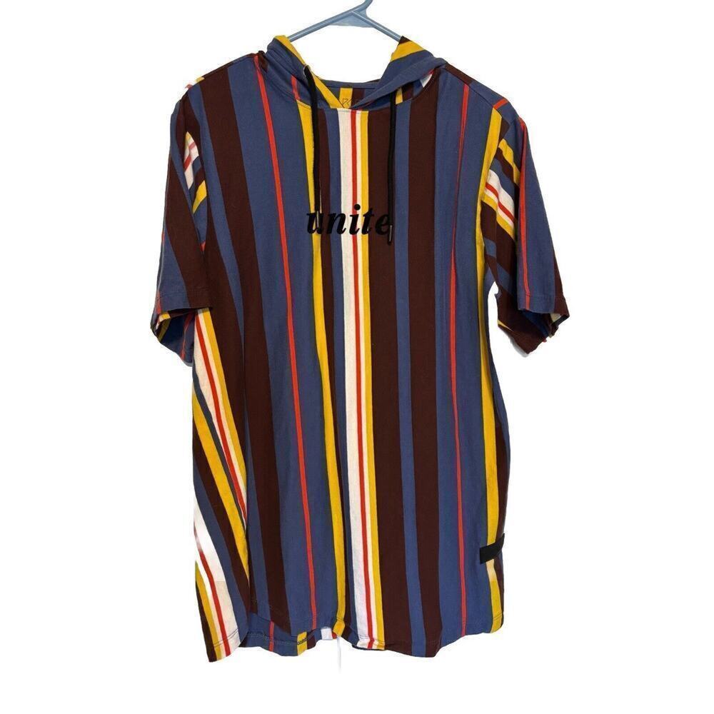 Vox Populi Hoodie Large Unite Striped T Shirt Short Sleeve